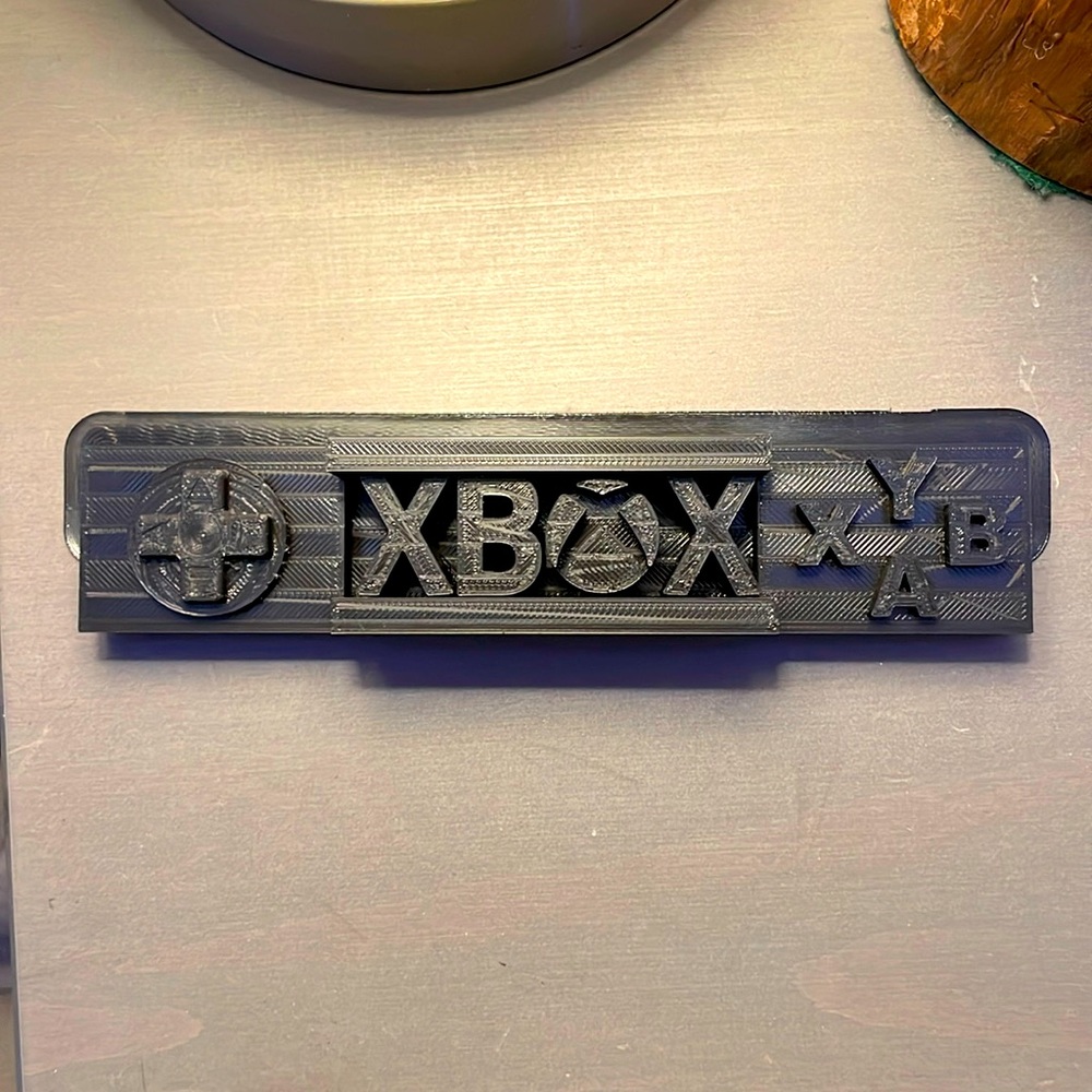 3d printed Xbox sign. 3 colors, red, blue, and black!